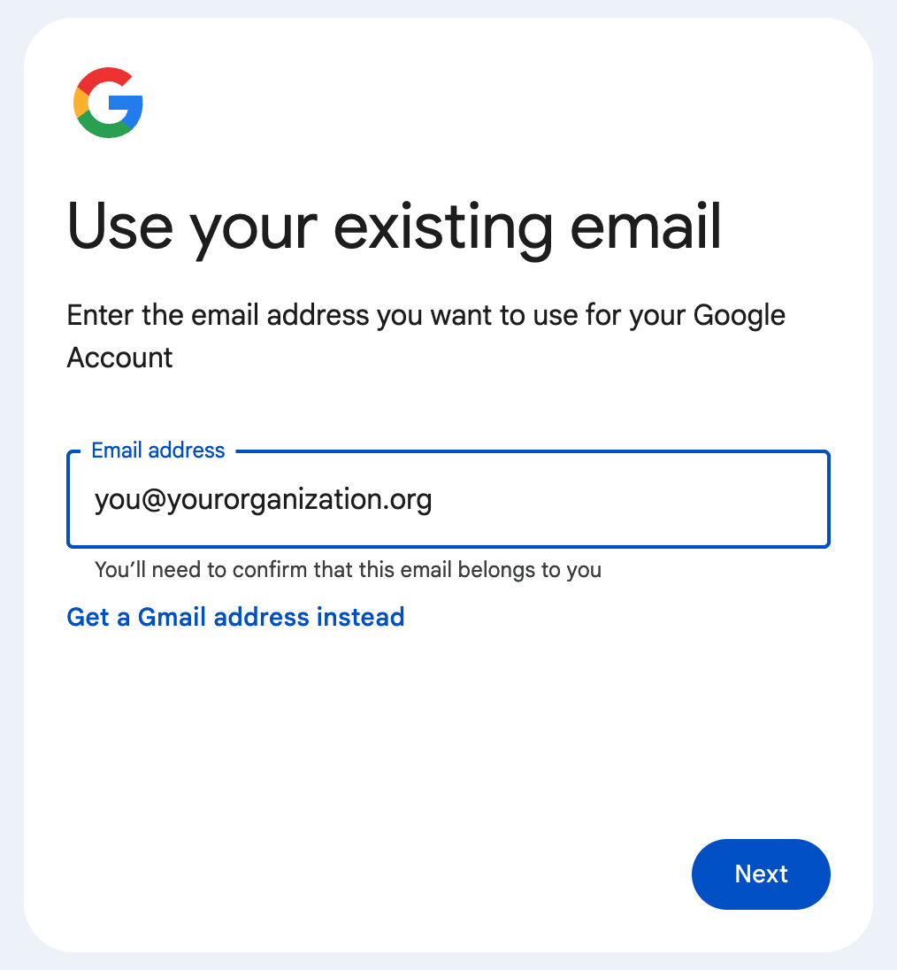 CREATE A GOOGLE ACCOUNT WITH YOUR WORK EMAIL visual data 3